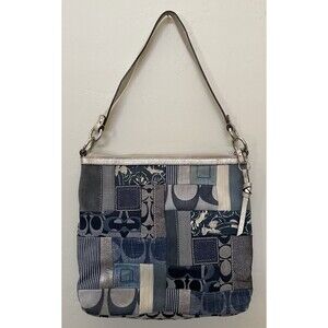 Vintage Coach Y2K Blue Patchwork Handbag Purse Medium Size